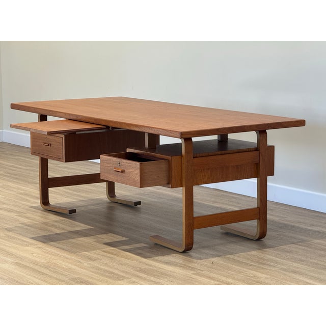 Large Danish Executive Desk in Teak by Jørgen Clausen for Brande Møbelfabrik, 1950s For Sale - Image 4 of 12