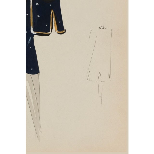 Paper Vintage French Fashion Art Print – Art Deco Woman in Navy, 36" X 48" For Sale - Image 7 of 8