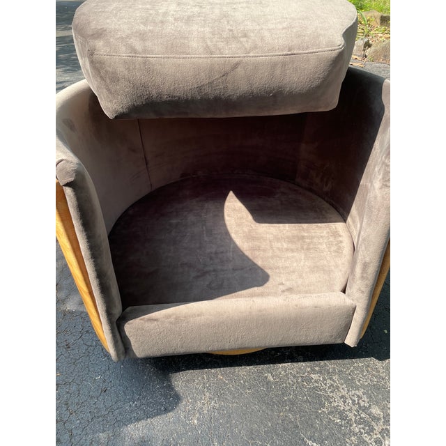 1970s Oak Barrel Chairs With Holly Hunt Mohair a Pair Chairish