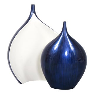 Cobalt Blue Wood Vase - small For Sale