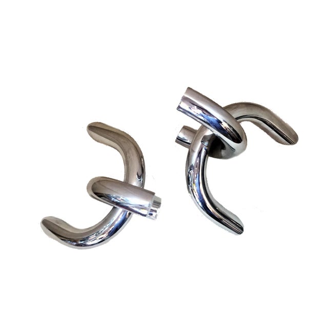 Pair of Italian Architectural Chromed Steel Chain Links Bookends, circa 1970 For Sale - Image 4 of 7