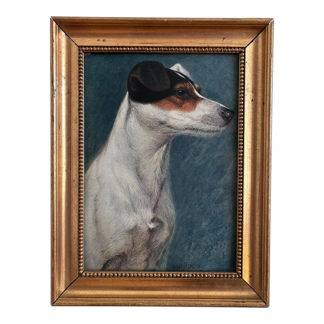 Antique Original Dog Lithographic, Framed Dog Portrait For Sale