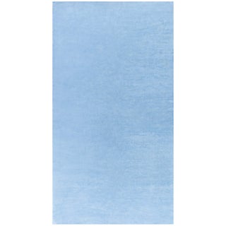 "Skywash" Modern Hand-Knotted Solid Light Blue Linen Rug by Doris Leslie Blau For Sale