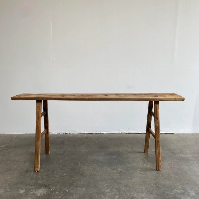 Late 20th Century Elm Wood Console Table Chairish