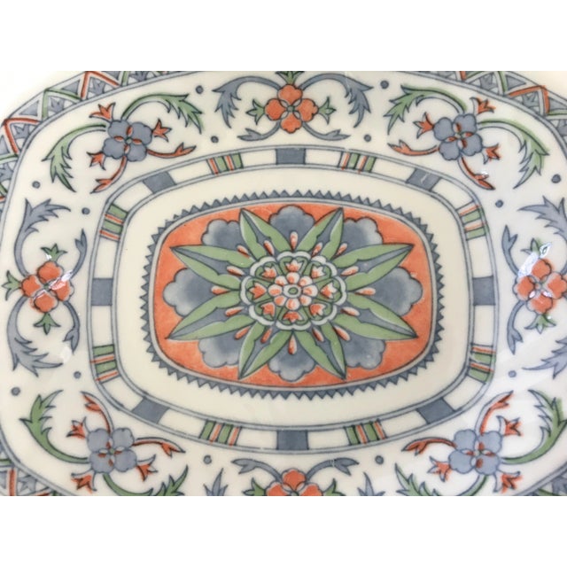 Late 20th Century Porcelain Scalloped Edge Floral Shallow Bowl/Catchall For Sale - Image 6 of 13