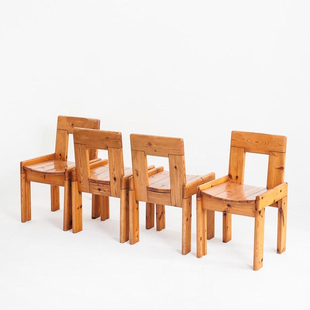 Vintage Pine Chairs attributed to Silvio Coppola for Fratelli Montin, Italy, 1970s, Set of 4 For Sale - Image 4 of 16