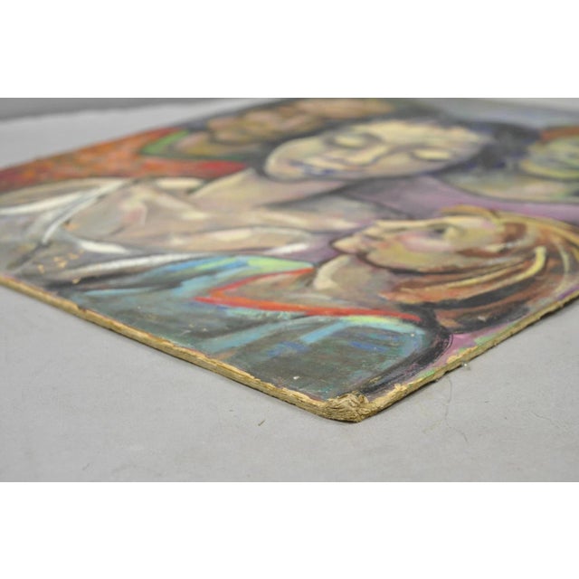 Vintage Samuel Heller "Family Portrait W/ Child B" Oil on Board Painting Signed For Sale - Image 9 of 10