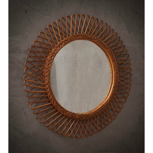 Mid-Century Modern Rattan Wall Mirror from Olaf Von Bohr, Italy, 1960s For Sale - Image 9 of 9