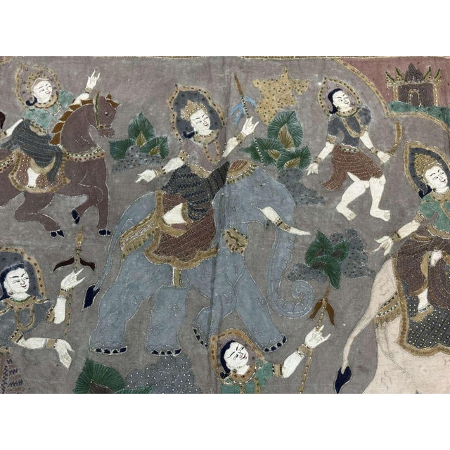 Gray Antique Burmese Kalaga Tapestry For Sale - Image 8 of 11