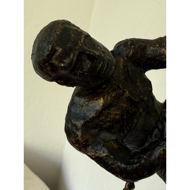 Vintage Modernist Cast Metal Hanging Sculpture of a Man Climbing For Sale - Image 9 of 12