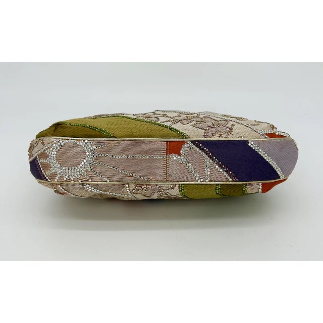 Mauve Judith Leiber Vintage Silk and Swarovski Crystal Multicolor Clutch For Sale - Image 8 of 12