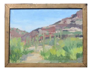 Contemporary Framed Western Desert Oil Paint Landscape by Unknown Artist