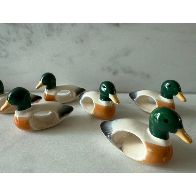 Ceramic Vintage Mallard Duck Ceramic Napkin Rings - Set of 6 For Sale - Image 7 of 10