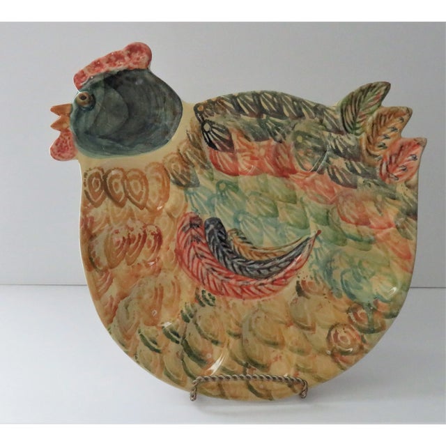 Vintage 1990s Hand-Painted Italian Chicken Shape Egg-Deviled Egg Platter For Sale - Image 12 of 12