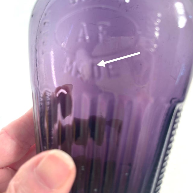 Circa 1900 Union Made Af Glass Flask Bottle Made in Usa For Sale In Louisville - Image 6 of 9