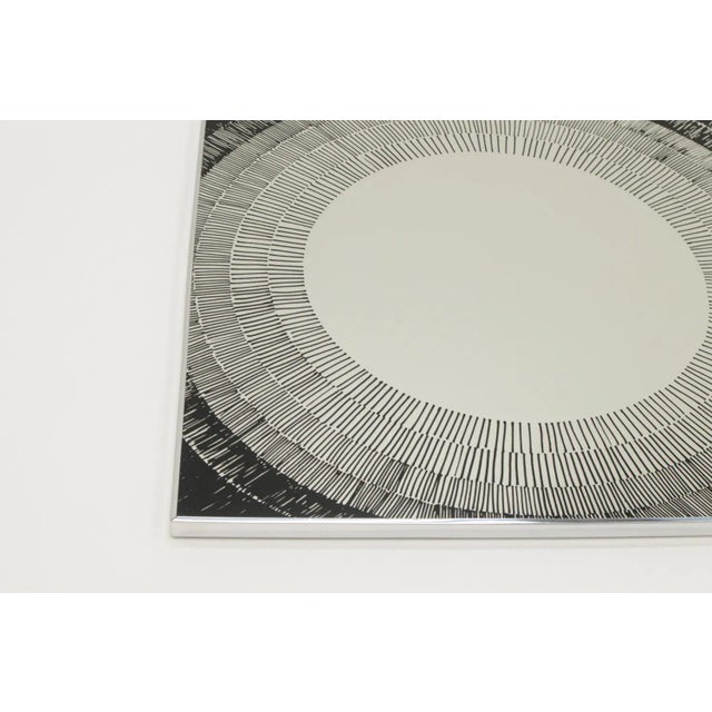 Set of 2 postmodern mirrors by Deknudt, 1980s Belgium. Graphic mirrors with a chrome frame. The print is screen printed....