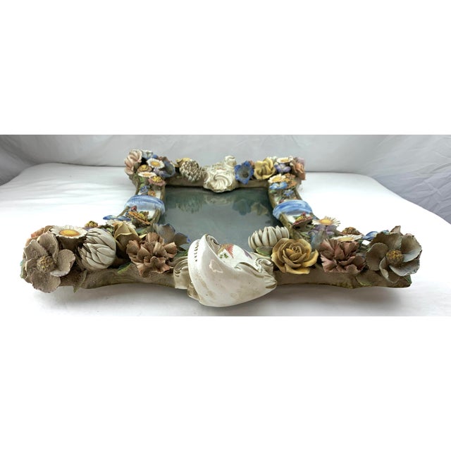 1970s Italian Painted Ceramic Mirror For Sale In Los Angeles - Image 6 of 12