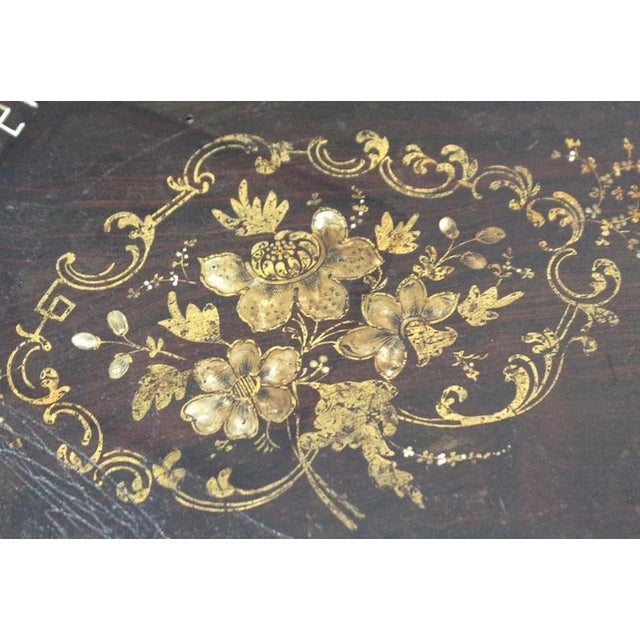 Small Napoleon III Period Lacquered Wooden Work Table, Mid 19th Century For Sale - Image 6 of 18