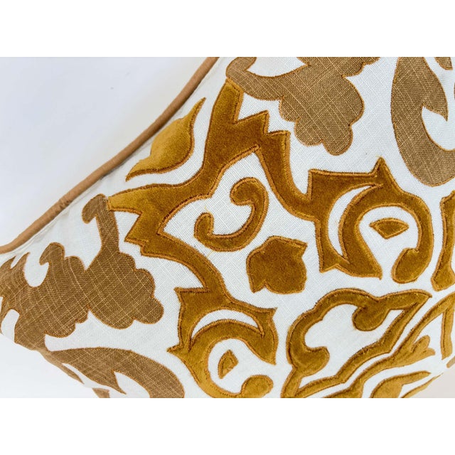 Custom Baroque Moorish Silk Velvet Appliqué Throw Pillow, India, 1980 For Sale In Palm Springs - Image 6 of 12