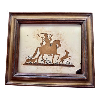 Early 20th Century German Scherenschnitte Papercut Silhouette, Huntsman With Hounds - Unknown Artist For Sale