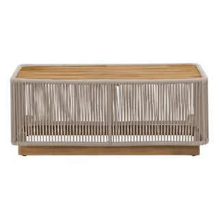 Alpine Teak Outdoor Collection Beige Rope Coffee Table For Sale