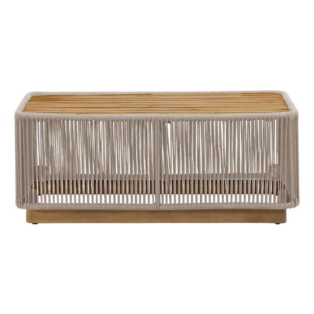 Alpine Teak Outdoor Collection Beige Rope Coffee Table For Sale
