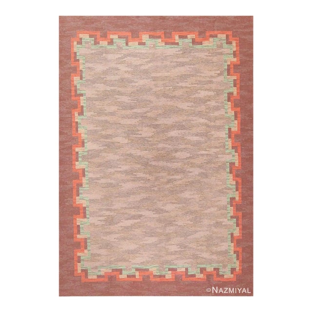 Nazmiyal Collection Earthy Vintage Swedish Scandinavian Kilim Rug For Sale