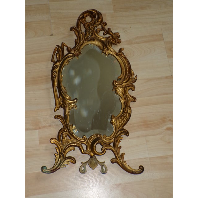 Metal Antique Nb&iw Gold Gilt Rococo Brass Table Mirror Free Standing Vanity Mirror For Sale - Image 7 of 15