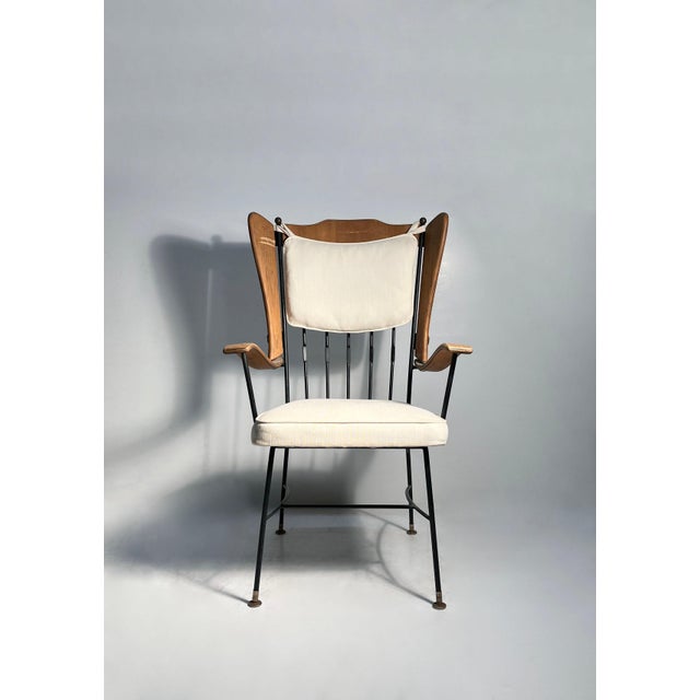 Pair of Vintage Modern Wing Back Armchairs attributed to Richard McCarthy. Unusual scarce design. Note the pressed flat...