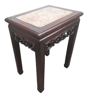 Asian Vintage Style Carved Mahogany Side Table