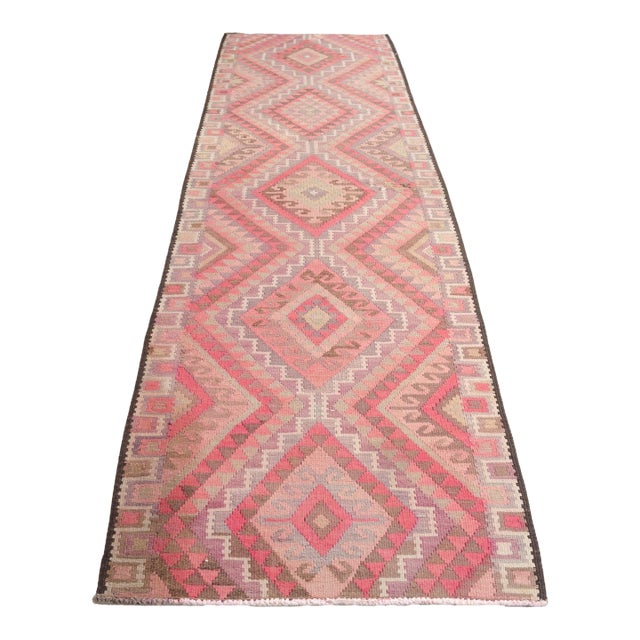 Mid 20th Century Handwoven Earth Tone Kilim Runner For Sale