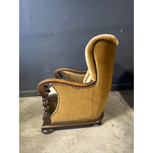 1940s 1940’s Danish Art Deco Mohair Lounge Chair. For Sale - Image 5 of 7
