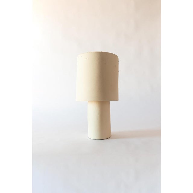 Contemporary Beige Medium Table Lamp in Stoneware with Drops Effect Glaze by Lucas Huillet For Sale - Image 3 of 17
