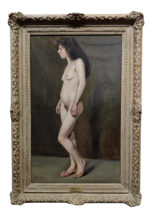 John Bond Francisco Nude Portrait of a 19th Century Peasant Woman -Oil Painting