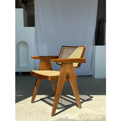 Natural Wood Cane Office Chair For Sale - Image 17 of 18