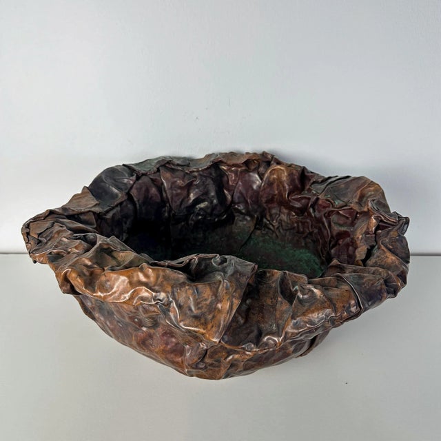 1980s Foldformed Copper Artist Studio Bowl For Sale - Image 5 of 10