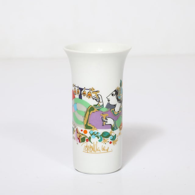Rosenthal Mid-Century Porcelain Vase W/ 24kt Gold Overlay by Bjorn Wiinblad for Rosenthal For Sale - Image 4 of 8