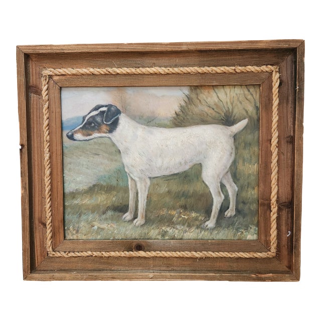 Folk Art Painting of a Jack Russell Dog For Sale