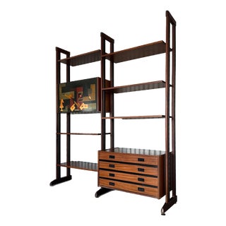 Mid-Century Modern Italian Teak Wall Unit, 1960s For Sale
