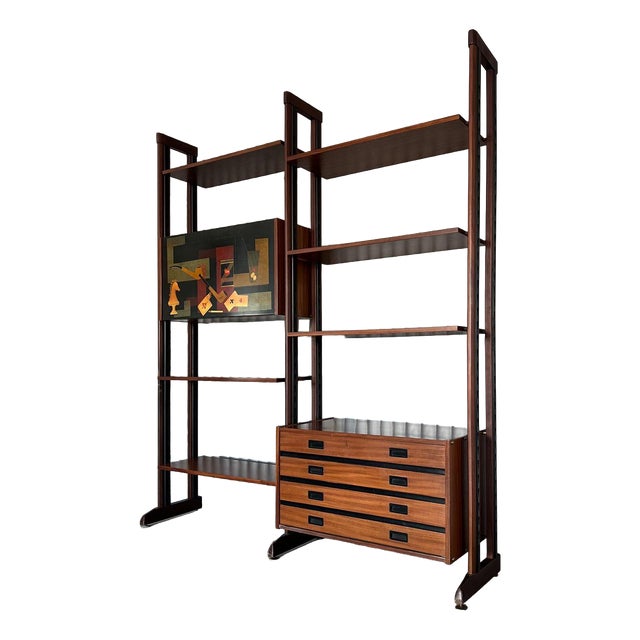 Mid-Century Modern Italian Teak Wall Unit, 1960s For Sale