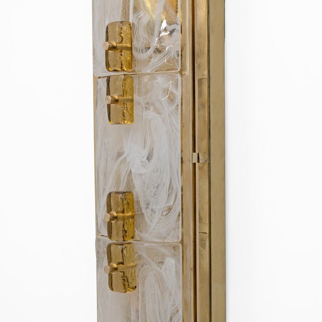Gold Modern Sconces in Brass and Milk White Murano Glass and Amber Glass, 2000, Set of 2 For Sale - Image 8 of 14