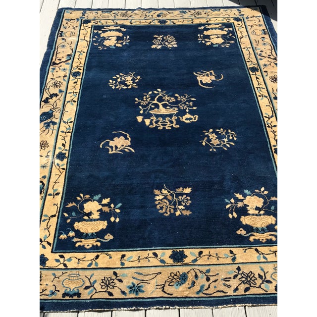 Antique Chinese Peking Rug Size 7’x9’, In good antique condition. All handmade wool and Very clean. Scattered some low...