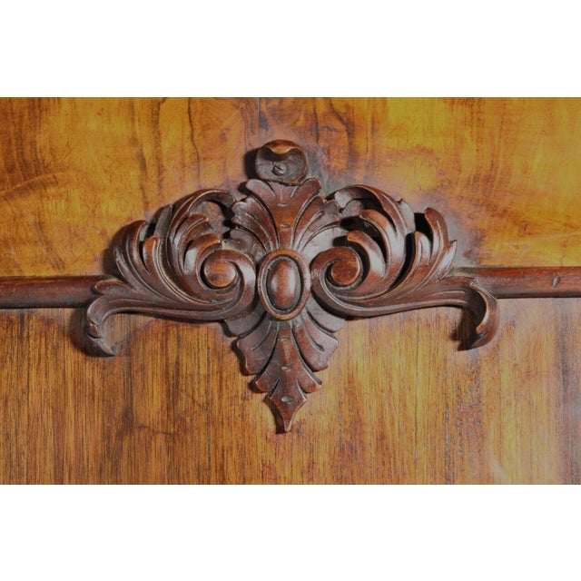 English Victorian Burl Walnut and Walnut Two Door Cabinet With Marble Top For Sale - Image 9 of 13