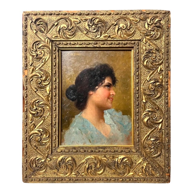 19th Century Portrait of a Young Italian Woman Signed E. De Blaas. For Sale