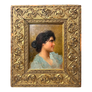 19th Century Portrait of a Young Italian Woman Signed E. De Blaas.