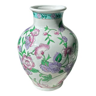 Vintage Hand-Painted Chinoiserie Vase For Sale