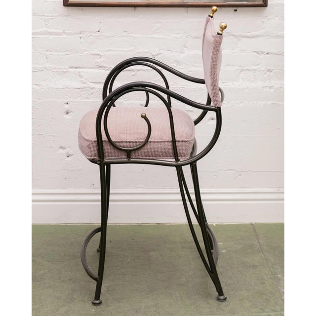 Vintage Scrolled Iron Pair of Counter Stools For Sale In Los Angeles - Image 6 of 8