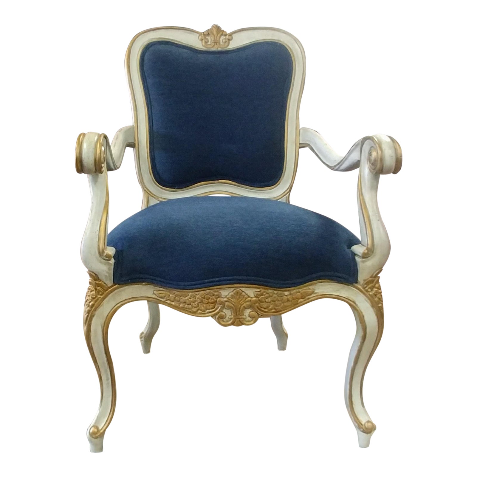 Henredon Furniture Venetian Weathered White With Gold Accents Arm Chair Chairish