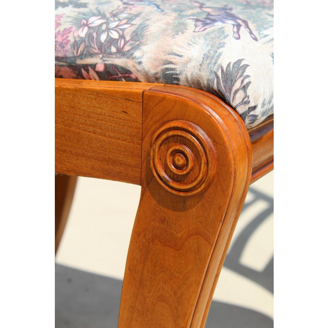 Set of 4 Vintage Federal Style Walnut Dining Chairs With Equestrian Hunt Scene Upholstery For Sale - Image 17 of 18