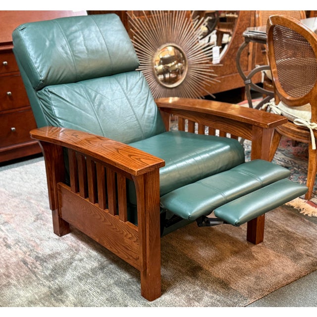 Mission Lane Furniture Leather Mission Style Recliner Chair For Sale - Image 3 of 12